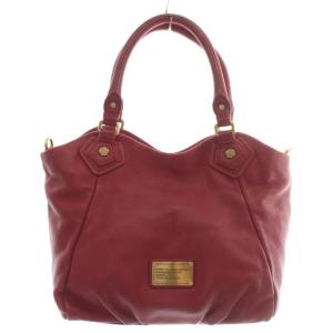ハンドバッグ ショルダー 2WAY レザー ロゴプレート ゴールド金具 赤 レッド /XZ GY11