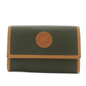 キーケース 三つ折り バチュークロス レザー 6連 ロゴ 緑 グリーン 茶色 ブラウン /XZ GY11