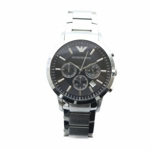 EMPORIO ARMANI AR-2434 腕時計 ウォッチ クォーツ クロノグラフ カレンダー付き 黒文字盤 シルバー色 GY11