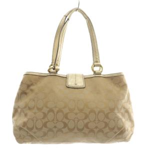 COACH トートバッグ ショルダー 2WAY キャンバス レザー シグネチャー 総柄 ベージュ F17402 /XZ