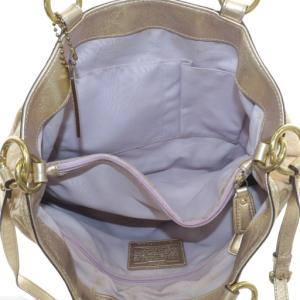 COACH トートバッグ ショルダー 2WAY キャンバス レザー シグネチャー 総柄 ベージュ F17402 /XZ