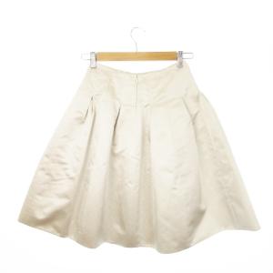 CHANEL フレアスカート ひざ丈 シルク 絹 ボックスプリーツ 光沢感 ロゴプレート 36 S ベージュ /MN20