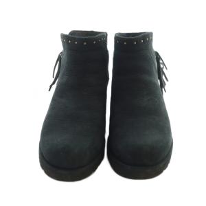 UGG australia 1019063 CINDY シンディー ショートブーツ レザー ボア US7.5 24.5cm 黒 ブラック