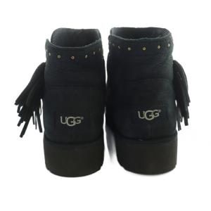 UGG australia 1019063 CINDY シンディー ショートブーツ レザー ボア US7.5 24.5cm 黒 ブラック