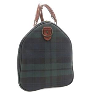 POLO RALPH LAUREN ボストン ハンドバッグ PVC レザー ブラックウォッチ ロゴ 紺 ネイビー 緑 グリーン /GV GY13