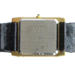 RADO 179.9535.2 腕時計 ウォッチ クォーツ スクエア 黒文字盤 ラインストーン レザーベルト ゴールド色
