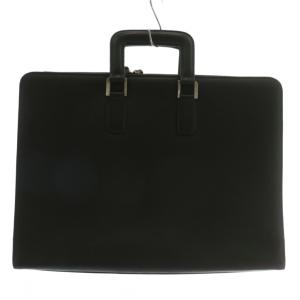 ビジネスバッグ ブリーフケース レザー 内側チェック柄 ロゴ 黒 ブラック /XZ GY18