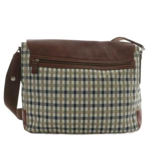 Aquascutum ショルダーバッグ レザー チェック柄 マグネット 茶色 ブラウン /XZ GY18