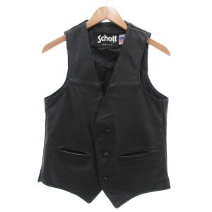 424V LEATHER VEST バイカーズベスト S ブラック