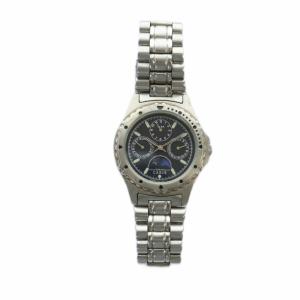 SEIKO ジャンク品 V33F-6B20 腕時計 ウォッチ クォーツ 黒文字盤 クロノグラフ シルバー色 GY11