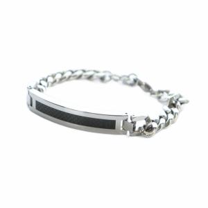 ブレスレット アクセサリー プレート ロゴ 刻印 市松模様 シルバー色 GY18 /MQ