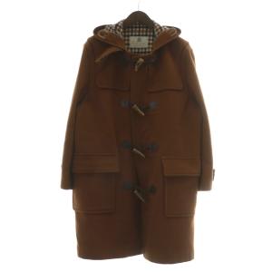 ダッフルコート アウター ウール ロング フード 裏地クラブチェック トグルボタン 9 M 茶 ブラウン