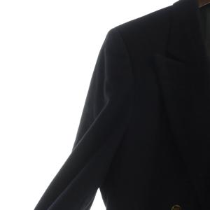 Aquascutum テーラードジャケット ブレザー ダブル 金ボタン 長袖 カシミヤ ネーム刺繍入り 黒 ブラック GY18