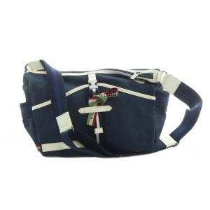 ショルダーバッグ ロゴ サコッシュ 斜めがけ キャンバス 紺 ネイビー GY18 /MQ