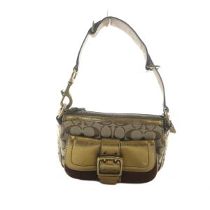 1495 ハンドバッグ キャンバス レザー ロゴ 茶 ブラウン GY18 /MQ