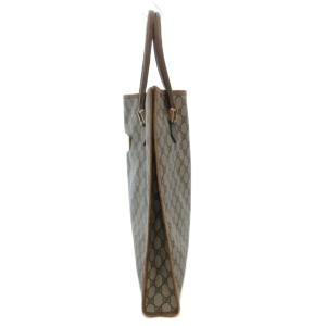 GUCCI オールドグッチ ヴィンテージ GGスプリーム トートバッグ ハンド ロゴプレート レザー 茶 ブラウン