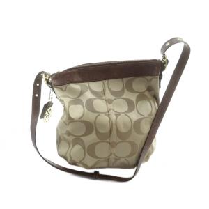 COACH F13884 ショルダーバッグ 斜めがけ ロゴ キャンバス レザー シグネチャー 茶 ブラウン GY18