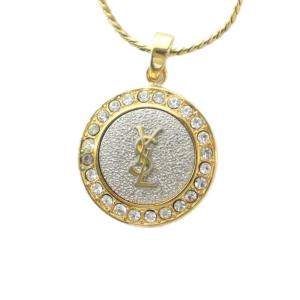 ヴィンテージ ネックレス アクセサリー ラインストーン YSL カサンドラロゴ ゴールドカラー 金色 GY11