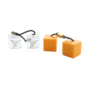 ヘアキューブ ヘアゴム アクセサリー 髪ゴム ロゴ ダイス型 ラインストーン クリア オレンジ GY11