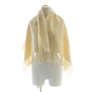 大判ストール マフラー フリンジ ロゴ カシミヤ アイボリー GY18 /MQ