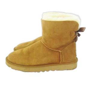 UGG Mini Bailey Bow II ムートンブーツ ショート リボン 裏ファー 7 24cm 茶 ブラウン