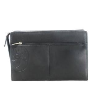 セカンドバッグ クラッチバッグ レザー 革 ロゴ型押し 黒 ブラック /CK8 GY18