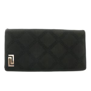 長財布 二つ折り キャンバス レザー 総柄 ロゴ シルバー金具 黒 ブラック DPU2465 /XZ GY18