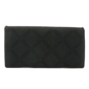 VERSACE 長財布 二つ折り キャンバス レザー 総柄 ロゴ シルバー金具 黒 ブラック DPU2465 /XZ GY18