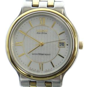 B810-H22749 エコドライブ 腕時計 ウォッチ ソーラー カレンダー付き シェル文字盤 シルバー色