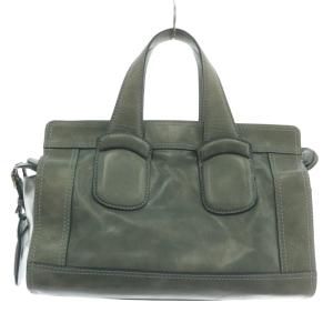 MAX MARA WEEKEND LINE ハンドバッグ トート ショルダー 2WAY レザー ロゴプレート ゴールド金具 グレー /XZ GY18