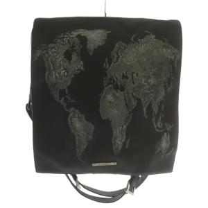リュックサック ナイロン 世界地図 ブラック