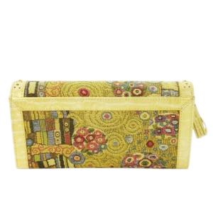 Think Bee ゴールデンクリムト 長財布 ロングウォレット 小銭入れあり キャンバス レザー 革 ラメ ラインストーン