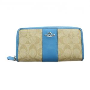 F54630 長財布 ウォレット PVC レザー ロゴ シグネチャー ベージュ 青 ブルー GY18 /MQ