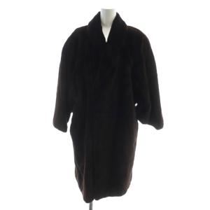 IDEA-SEI 銀サガ 毛皮コート ミンクファー 長袖 ロング F 茶 ブラウン GY18 /MQ