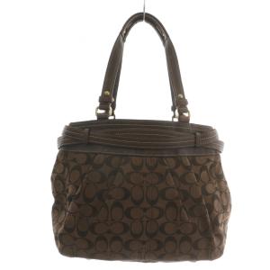 COACH ハンドバッグ トート キャンバス レザー シグネチャー 総柄 ロゴ ゴールド金具 茶色 ブラウン F15672
