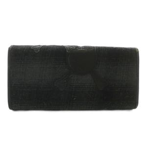 Roen 長財布 二つ折り ウール レザー スカル パッチ 黒 ブラック /XZ GY18