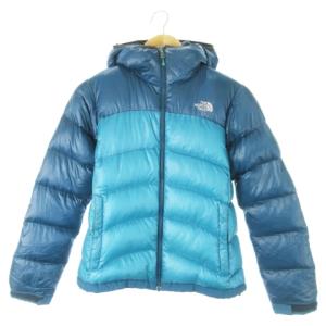 アコンカグアフーディー ダウンジャケット 配色 ロゴ アウトドア S 青 ブルー NDW18104 /AO22