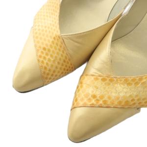 YVES SAINT LAURENT パンプス レザー パイソン 切り替え ポインテッドトゥ ヒール 36 23cm ベージュ 白 ホワイト