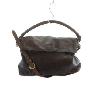 ハンドバッグ ショルダーバッグ レザー 2WAY ロゴ レザー 茶 ブラウン GY18 /MQ