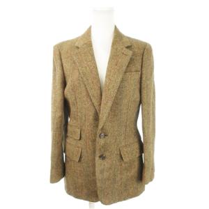 テーラードジャケット ツイード シングル 総裏地 ダブルベンツ ヘリンボーン 11 茶 ブラウン /AH10