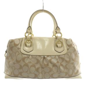 COACH ハンドバッグ ワンショルダー 2WAY キャンバス レザー シグネチャー 総柄 ロゴ ゴールド金具 ベージュ