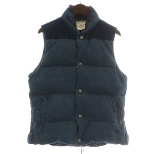 ダウンベスト アウター デニム 裏地ペイズリー柄 ジップアップ L 紺 ネイビー /XZ GY18