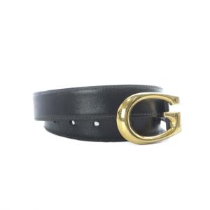 GUCCI ベルト Gロゴ バックル レザー ゴールド金具 75-30 黒 ブラック GY11 /MQ OH