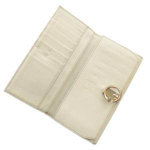 GUCCI 長財布 二つ折り GGキャンパス レザー Gロゴ ゴールド金具 茶色 ブラウン 白 ホワイト 190389・2888