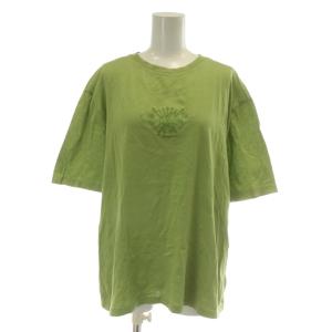 Tシャツ カットソー 半袖 クルーネック ロゴ 刺繍 L 緑 グリーン /XZ GY11