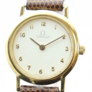 腕時計 クォーツ 白文字盤 リザード レザーベルト ゴールドカラー