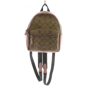 リュックサック デイパッグ ミニ PVC レザー シグネチャー ロゴ シルバー金具 茶色 ブラウン ピンク