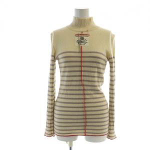 ニット セーター ハイネック ボーダー アイボリー