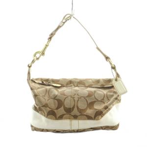 40024 ハンドバッグ キャンバス レザー シグネチャー ロゴ 茶 ブラウン GY18 /MQ