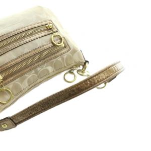 COACH ハンドバッグ キャンバス レザー ロゴ シグネチャー 茶 ブラウン GY18 /MQ